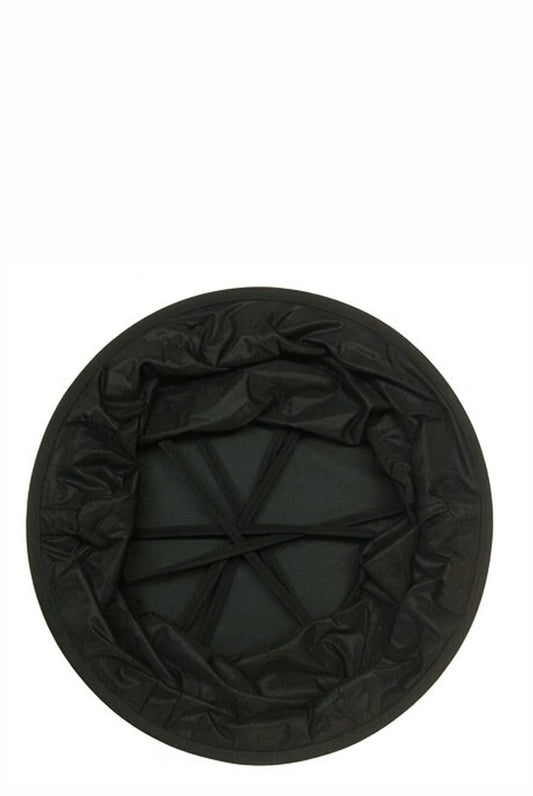 Top view of Stam Products custom printed branded event bin 1m in black showing fabric and frame structure