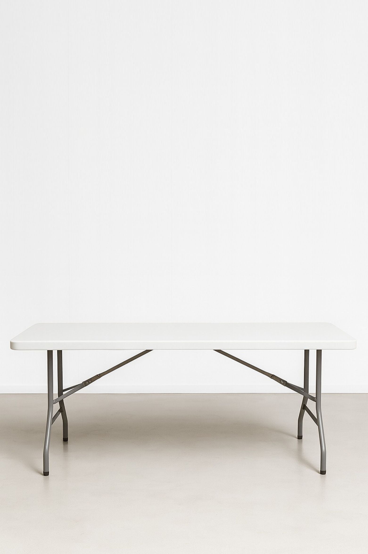 Stam Products' high quality aluminum popup table with foldable legs for portable use