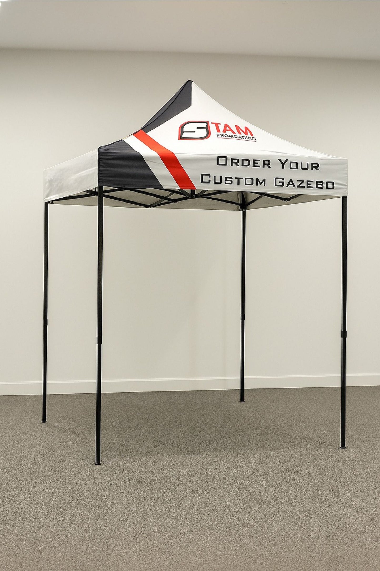 Stam Products custom printed branded gazebo 2m x 2m with steel frame and promotional canopy design