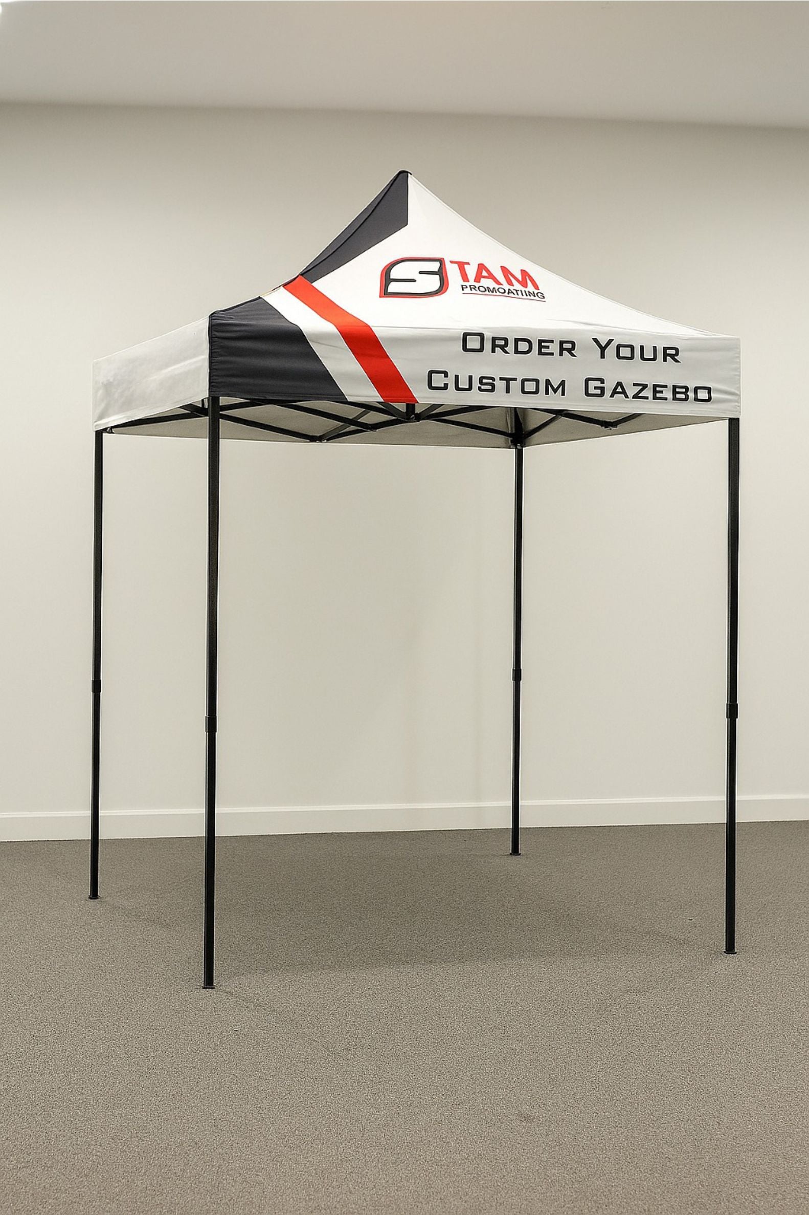 Stam Products custom printed branded gazebo 2m x 2m with steel frame and promotional canopy design