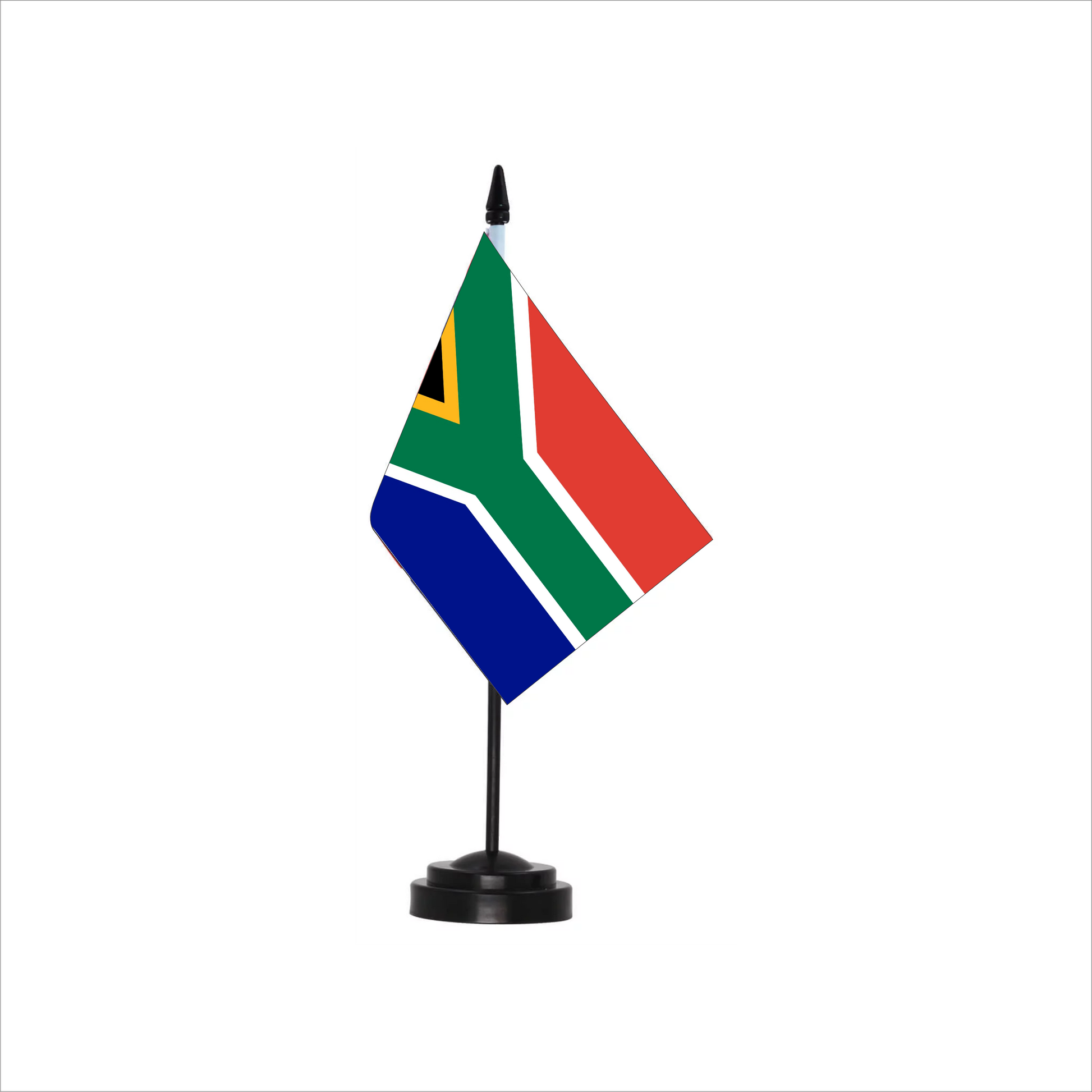 Stam Products custom printed country flag on stand, durable polyester fabric.