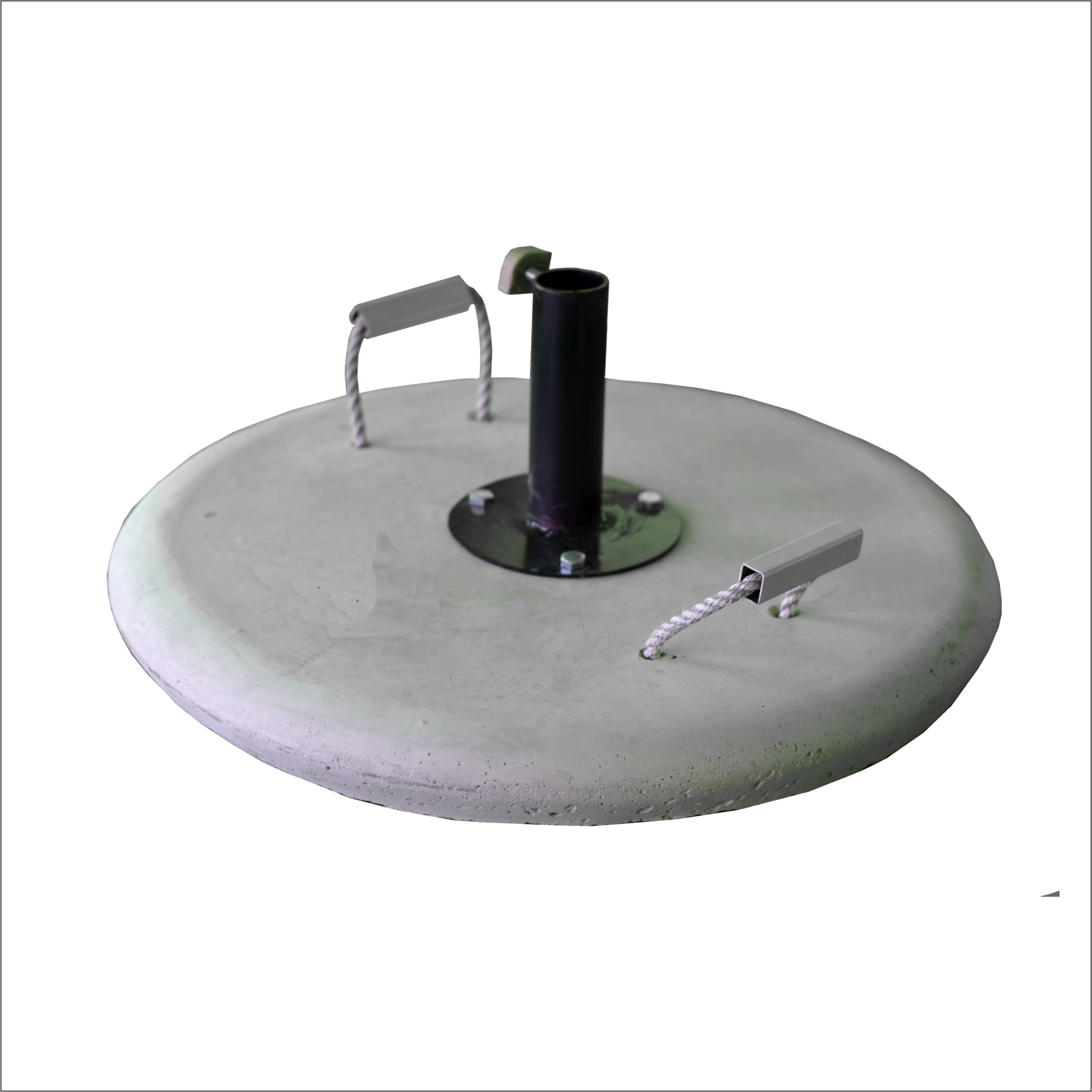 Stam Products high-quality concrete umbrella base with steel fittings for stability.